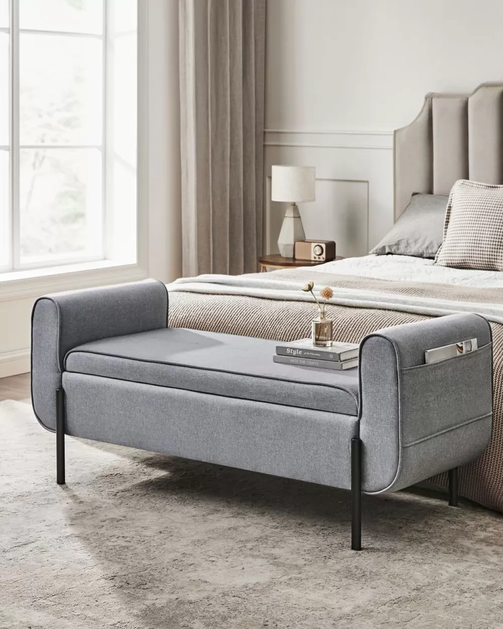Store SONGMICS Sitzhocker mit Stauraum Taubengrau