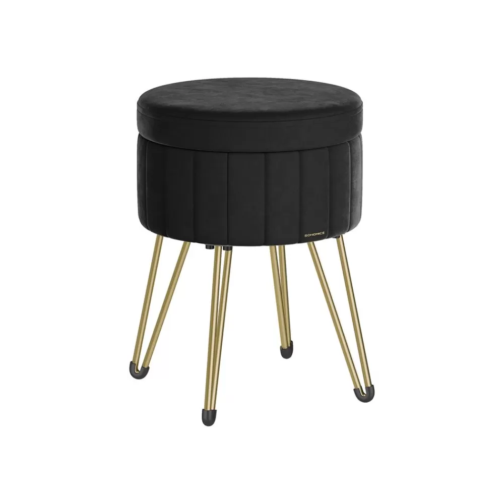 Outlet SONGMICS Sitzhocker mit Stauraum und 4 Metallbeinen tintenschwarz