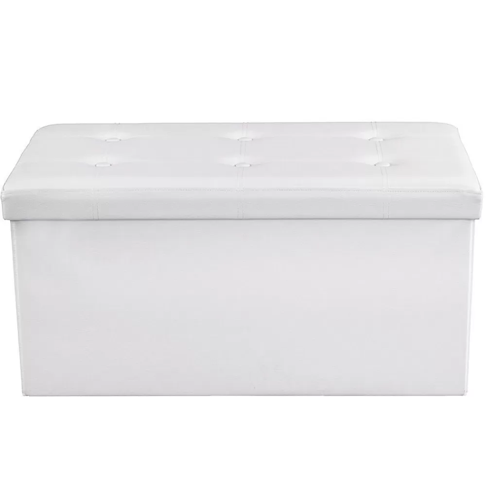 Cheap SONGMICS Sitztruhe 76 cm Kunstleder Weiß