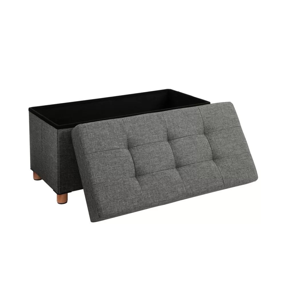 Shop SONGMICS Sitztruhe mit Holzfüßen Dunkelgrau
