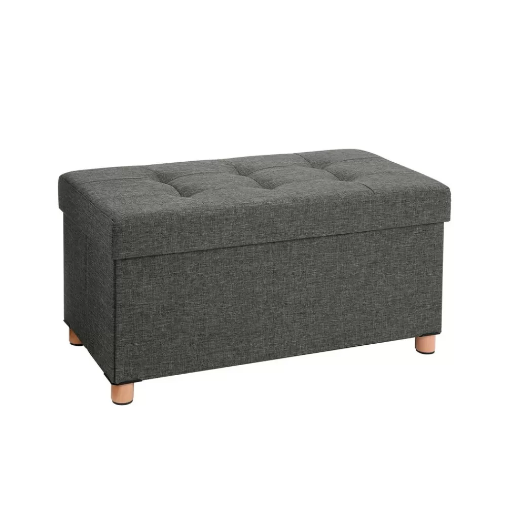 Shop SONGMICS Sitztruhe mit Holzfüßen Dunkelgrau