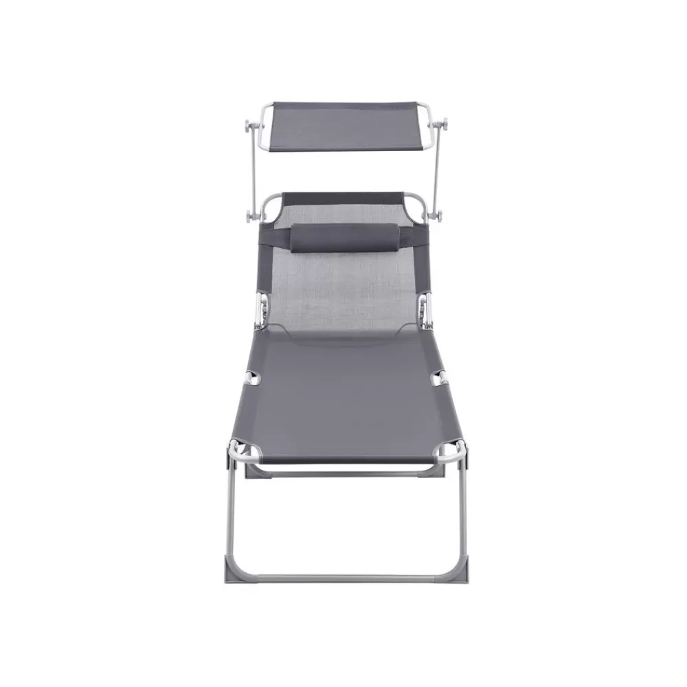 New SONGMICS Sonnenliege mit Blende Grau