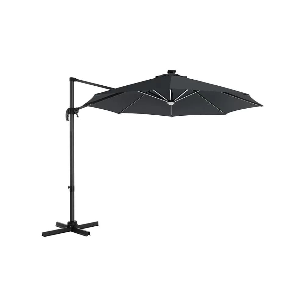 Hot SONGMICS Sonnenschirm mit LED-Beleuchtung grau