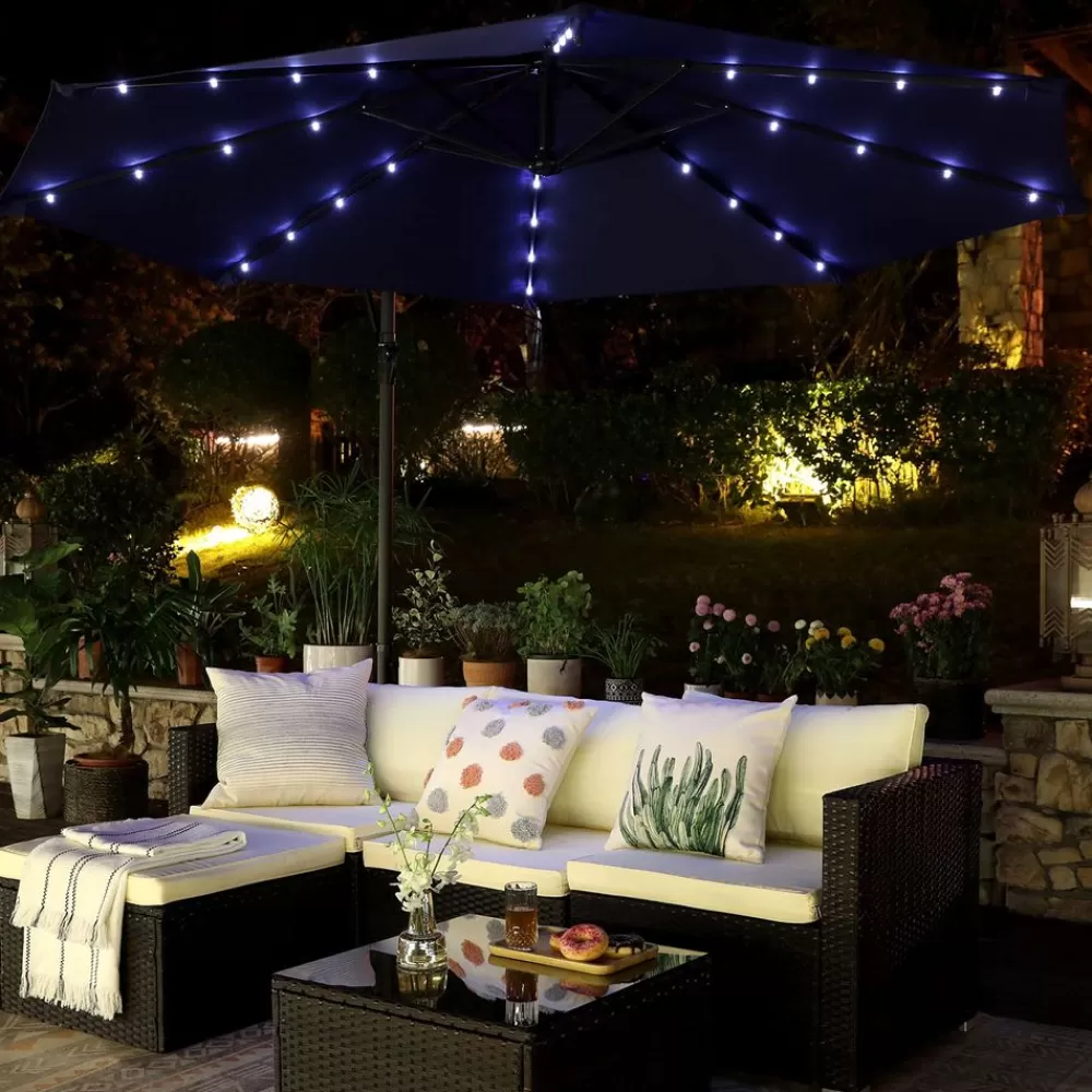 Shop SONGMICS Sonnenschirm mit LED-Solar-Beleuchtung