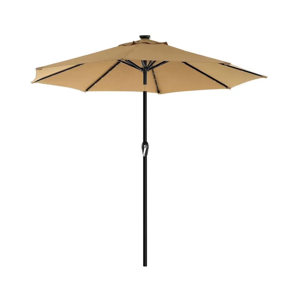 Cheap SONGMICS Sonnenschirm mit LED-Solar-Beleuchtung Taupe