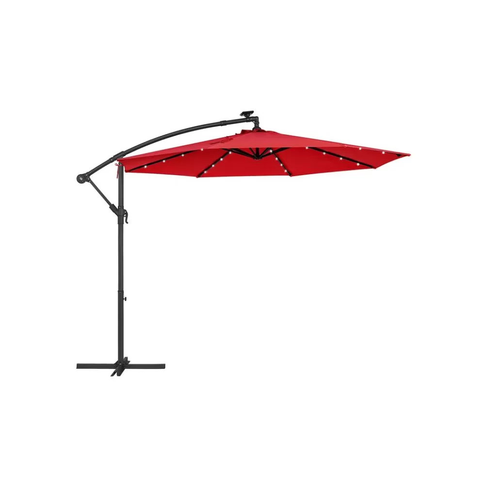 Store SONGMICS Sonnenschirm mit LED-Solar-Beleuchtung und Kurbel