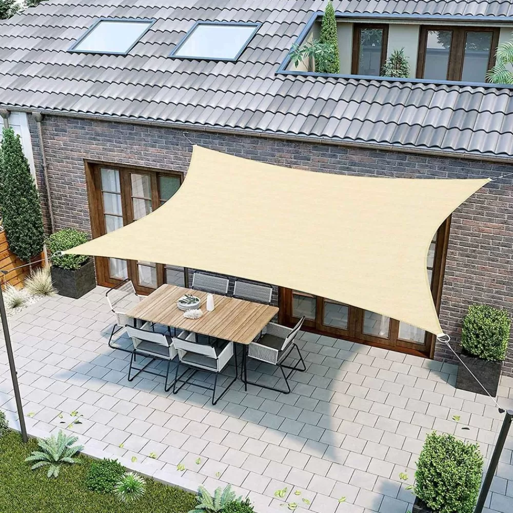 Cheap SONGMICS Sonnensegel 3 x 4 m Sand