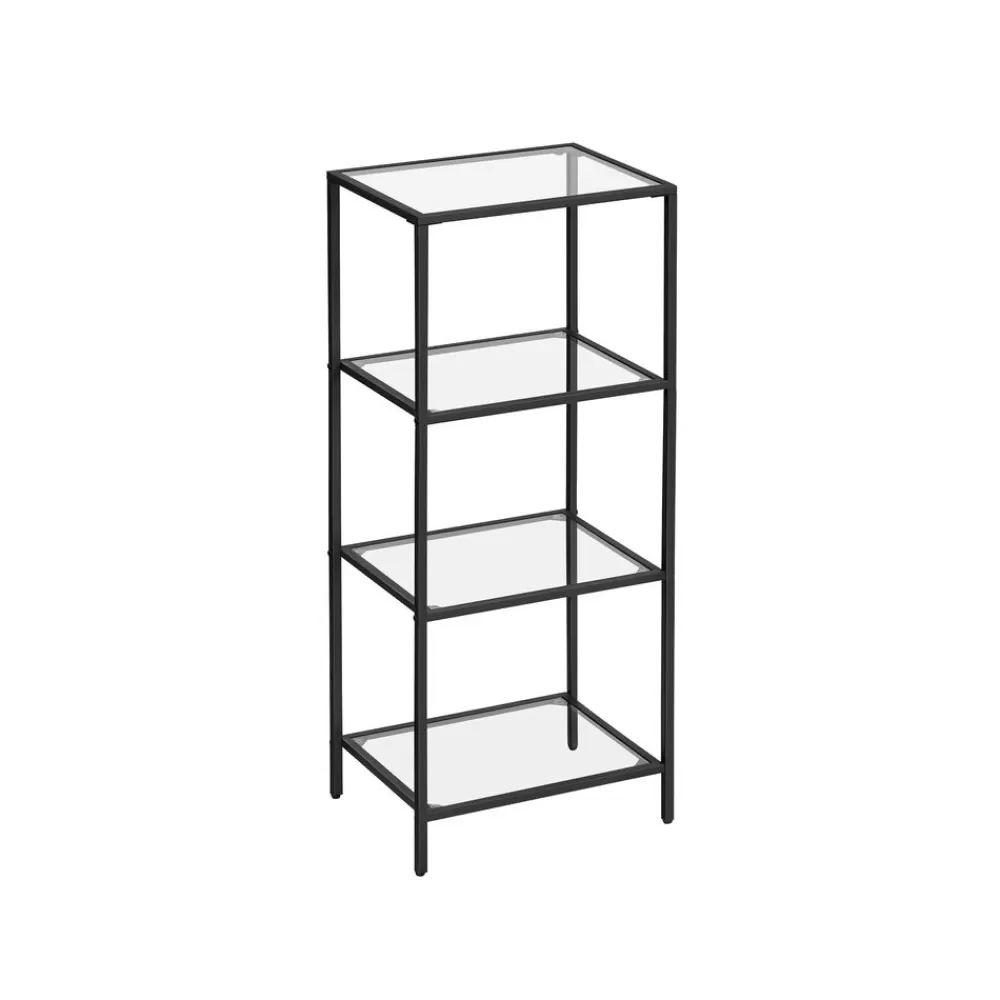 Discount SONGMICS Standregal mit 4 Ablagen aus Hartglas Schwarz