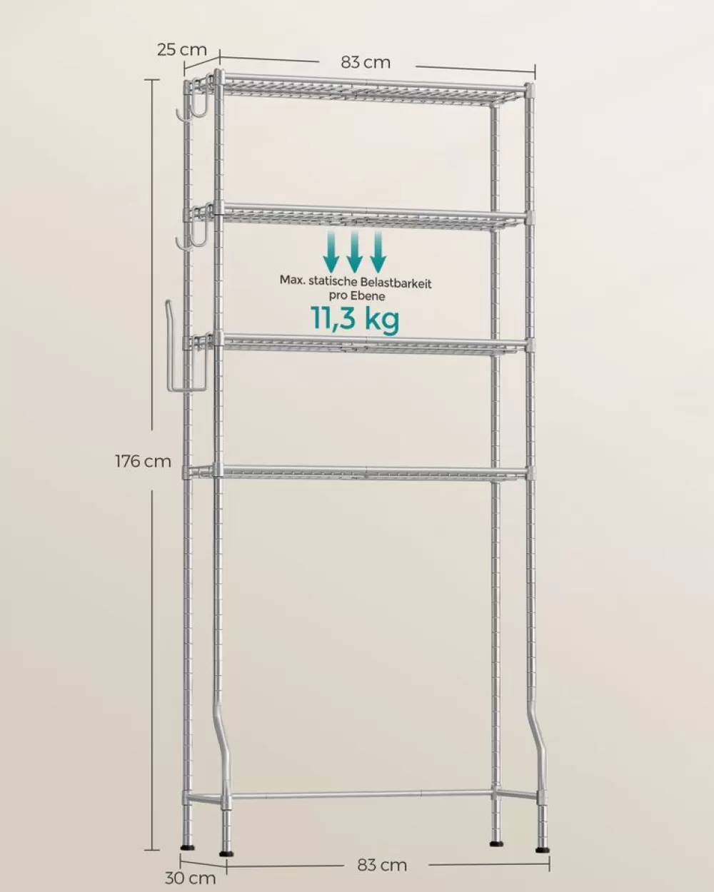 stckiges_toilettenregal_mit_verstellbaren_ablagen_schwarz_12.webp Discount SONGMICS 4-stöckiges Toilettenregal mit verstellbaren Ablagen schwarz
