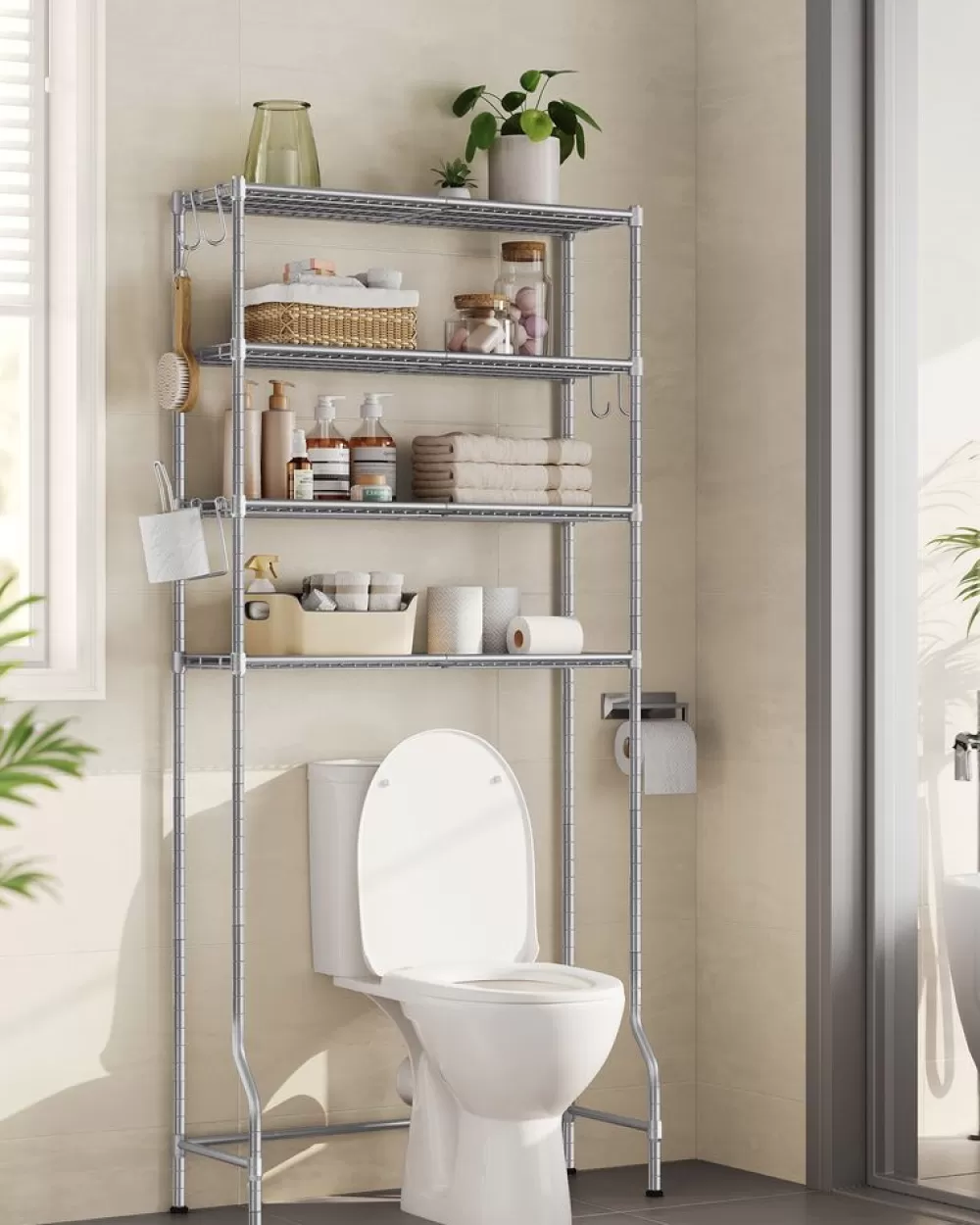 stckiges_toilettenregal_mit_verstellbaren_ablagen_schwarz_15.webp Discount SONGMICS 4-stöckiges Toilettenregal mit verstellbaren Ablagen schwarz