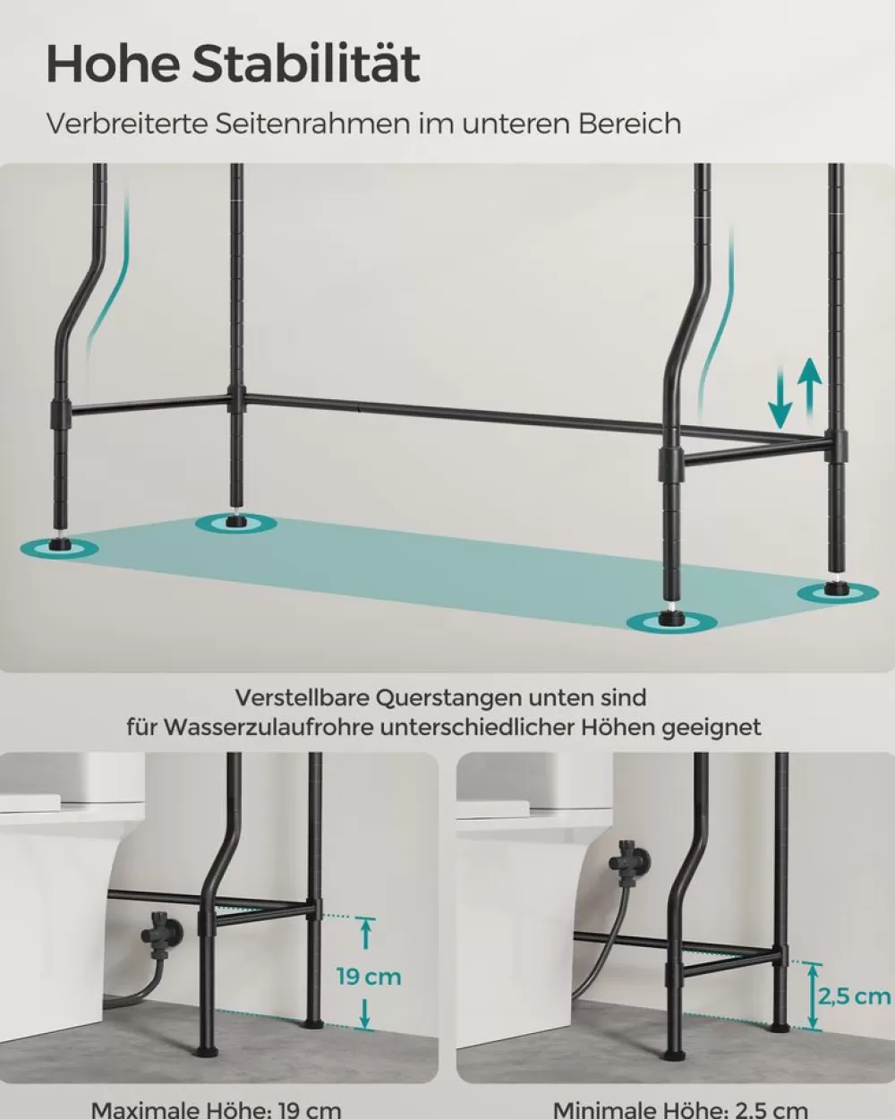 stckiges_toilettenregal_mit_verstellbaren_ablagen_schwarz_5.webp Discount SONGMICS 4-stöckiges Toilettenregal mit verstellbaren Ablagen schwarz