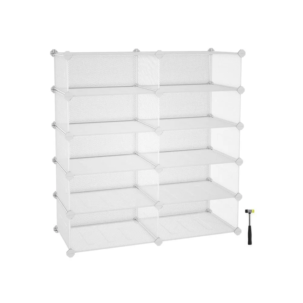 Fashion SONGMICS Steckregal 10 Gitterfächer Weiß