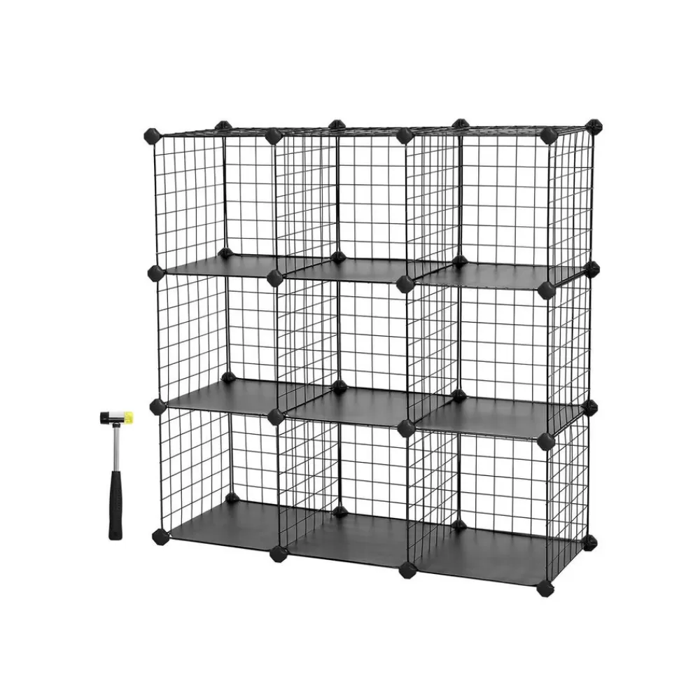 Clearance SONGMICS Steckregal 9 Gitterwürfel Schwarz