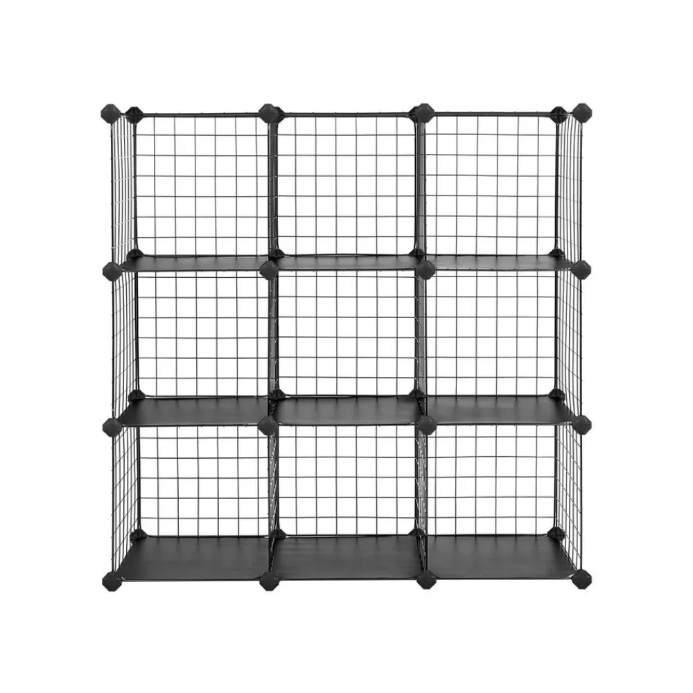Clearance SONGMICS Steckregal 9 Gitterwürfel Schwarz