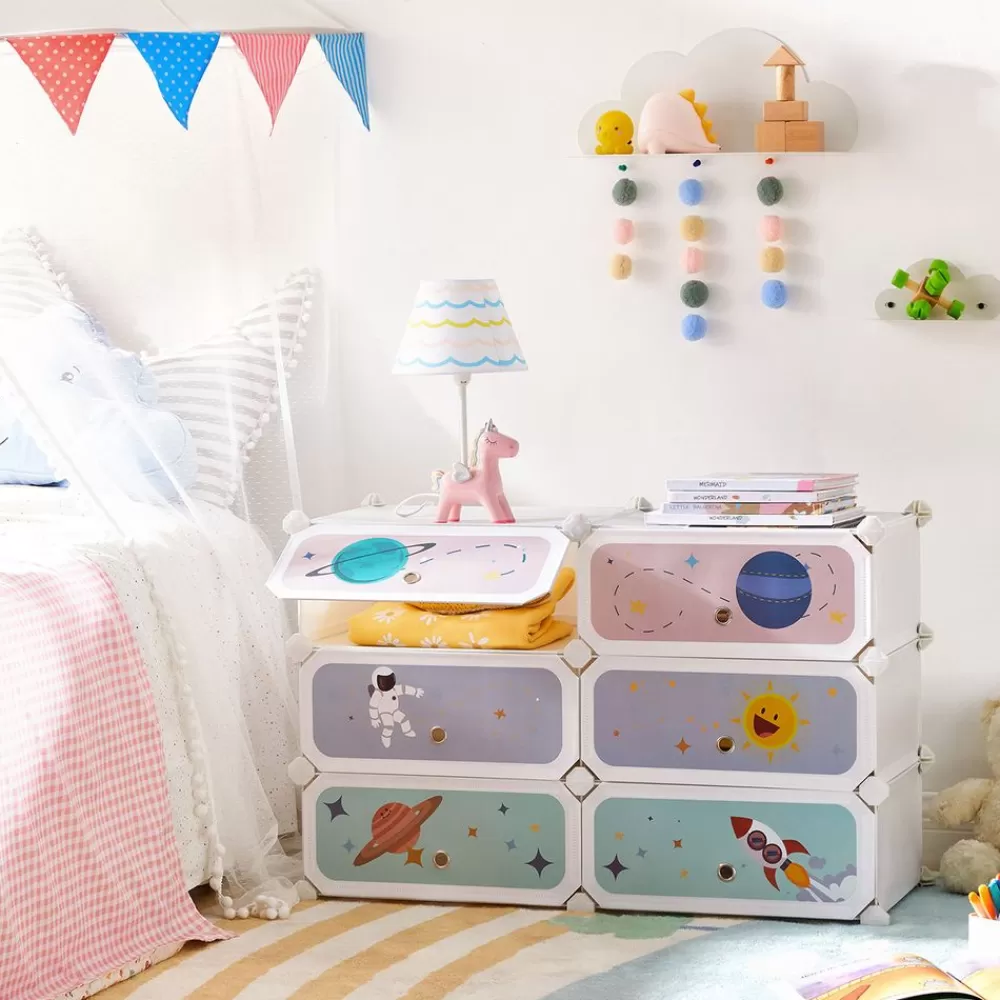 Outlet SONGMICS Steckregal aus Kunststoff für Kinder Bunt