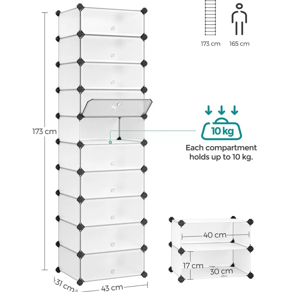 steckregal_mit_tren__fcher_wei_6.webp Flash Sale SONGMICS Steckregal mit Türen 10 Fächer Weiß