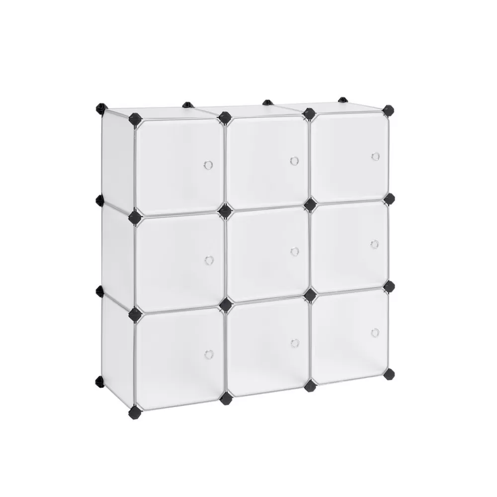 Discount SONGMICS Steckregal mit Türen 9 Würfel Weiß
