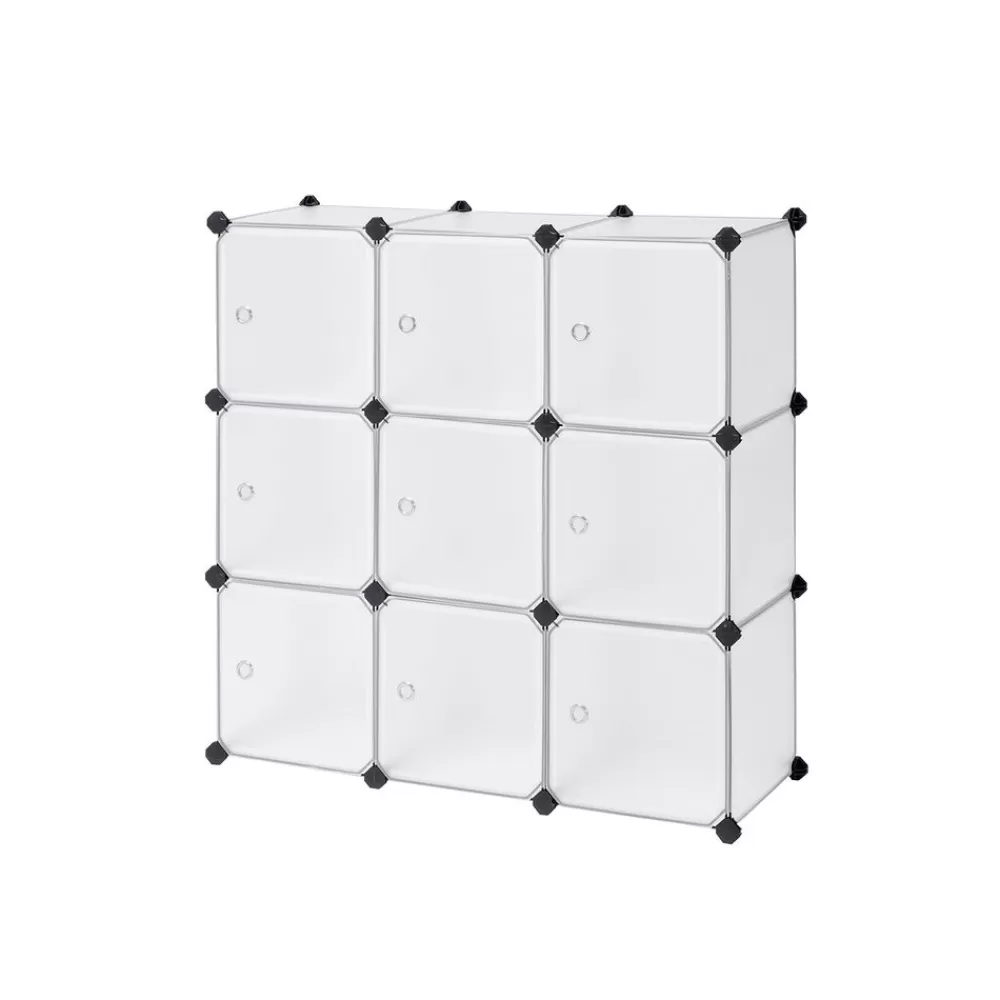 Discount SONGMICS Steckregal mit Türen 9 Würfel Weiß
