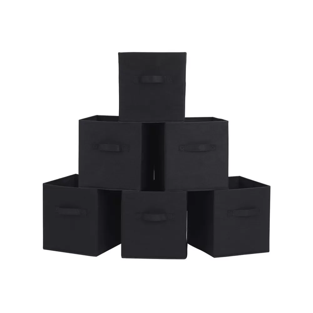 Fashion SONGMICS Stoffboxen mit Griff 6 Stück Schwarz