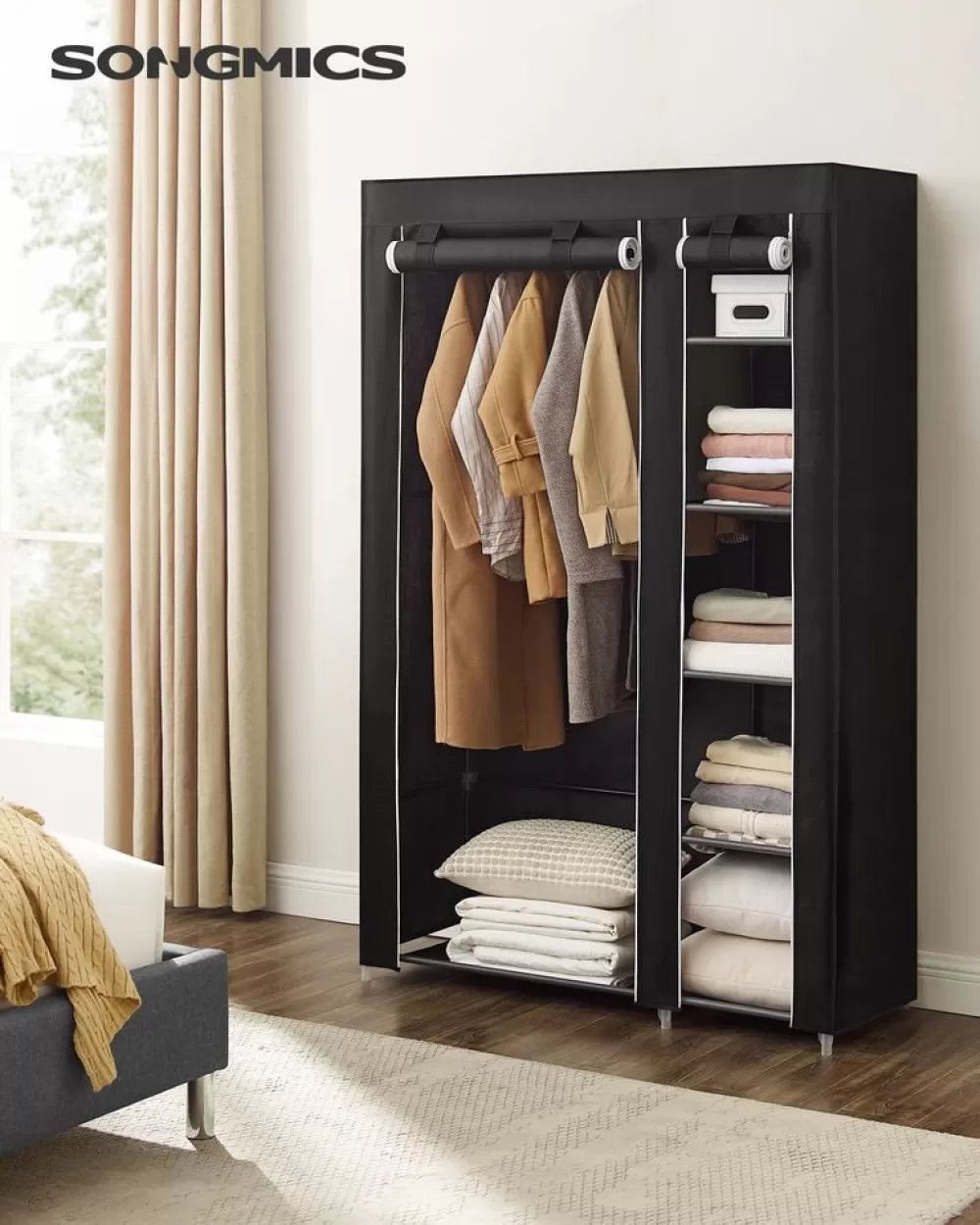 Cheap SONGMICS Stoffschrank 175 x 110 cm Schwarz