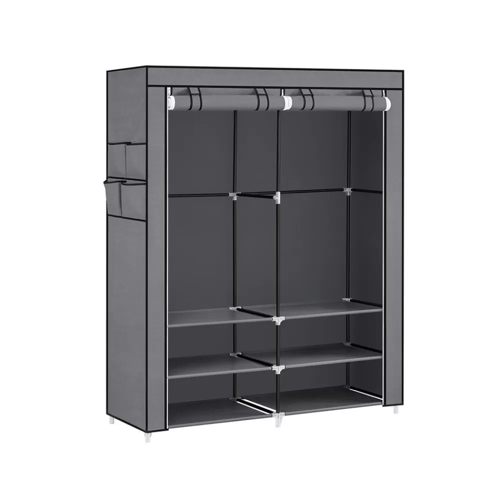 Sale SONGMICS Stoffschrank mit 2 Kleiderstangen und 4 Seitentaschen