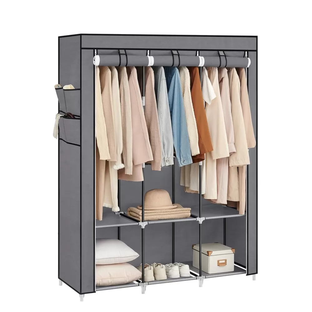 Store SONGMICS Stoffschrank mit 3 Kleiderstangen und 4 Seitentaschen