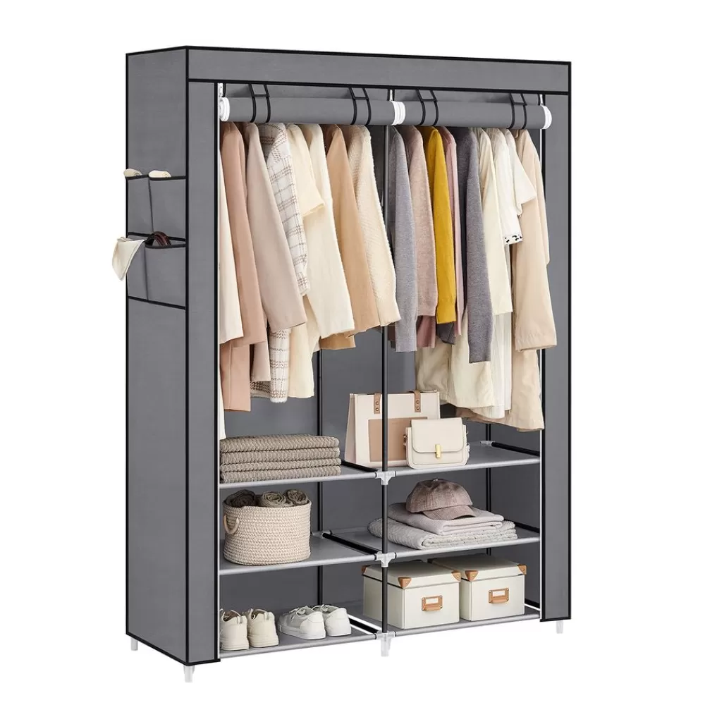 Sale SONGMICS Stoffschrank mit 2 Kleiderstangen und 4 Seitentaschen