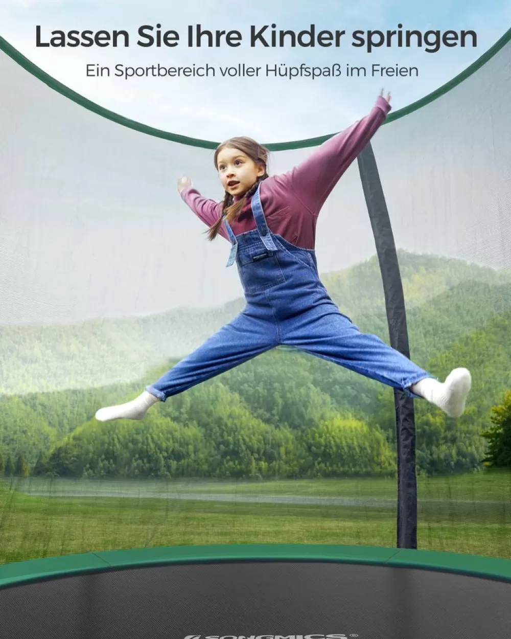 Flash Sale SONGMICS Trampolin Ø 244 cm mit innenliegendem Netz Schwarz-dunkelgrün