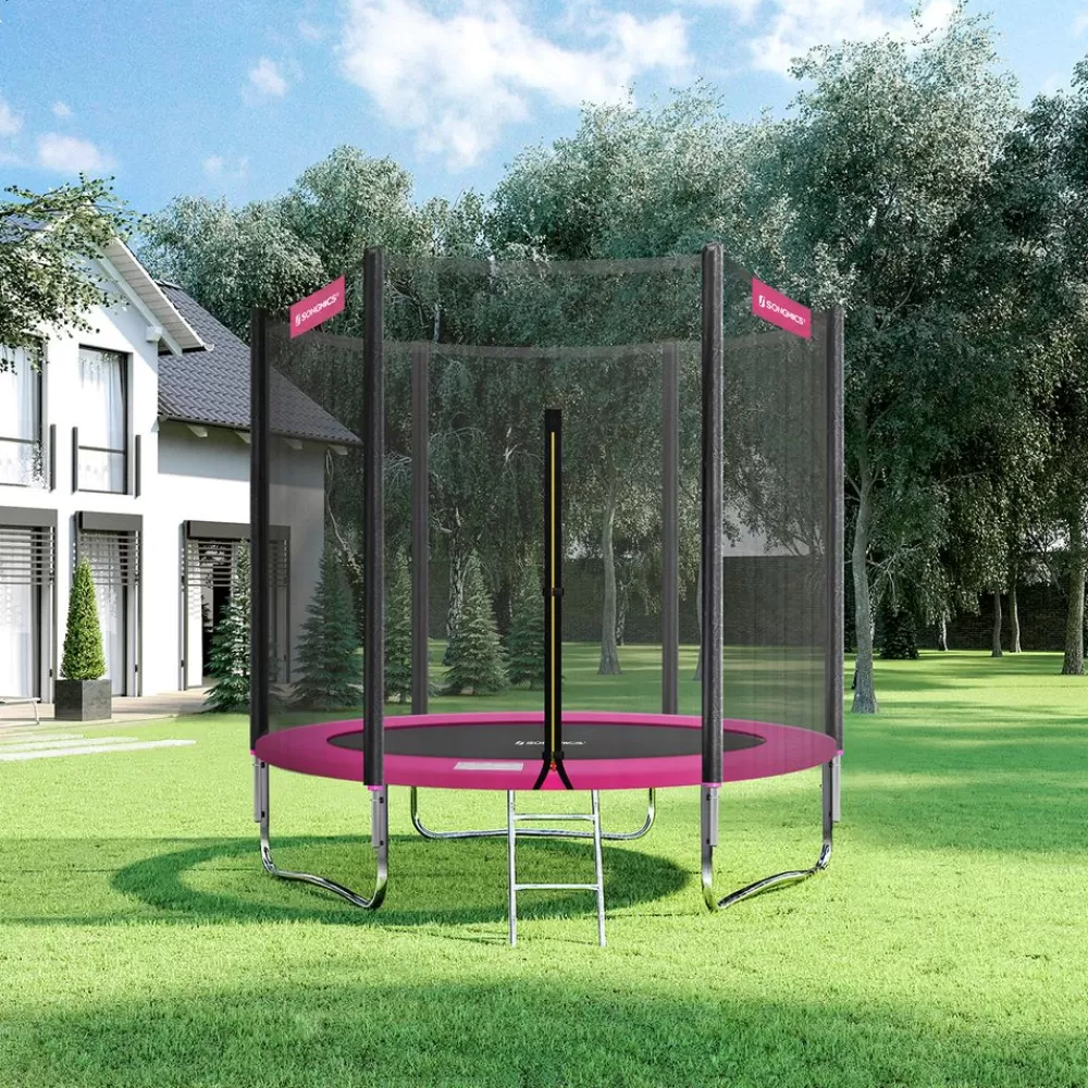 trampolin___cm_schwarzpink_2.webp Online SONGMICS Trampolin Ø 244 cm schwarz-pink