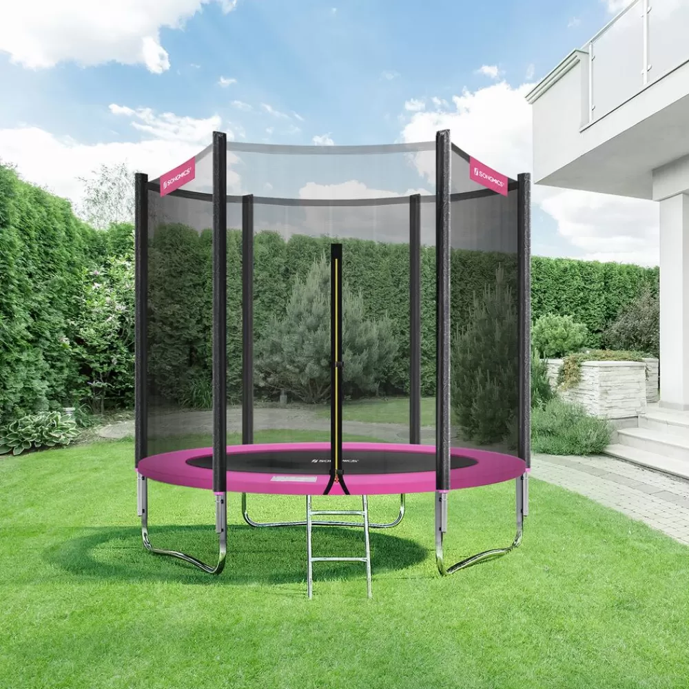 trampolin___cm_schwarzpink_3.webp Online SONGMICS Trampolin Ø 244 cm schwarz-pink