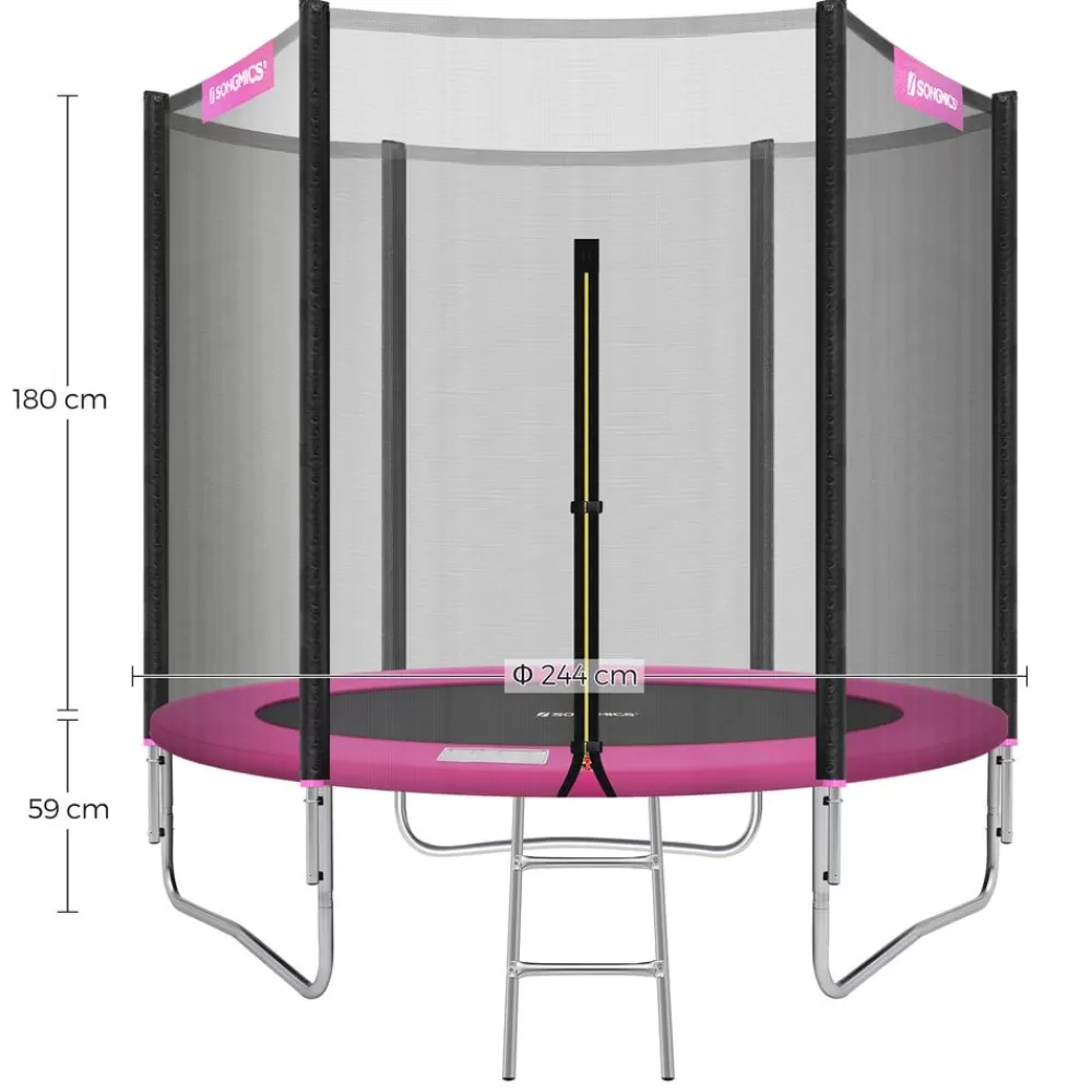 trampolin___cm_schwarzpink_7.webp Online SONGMICS Trampolin Ø 244 cm schwarz-pink
