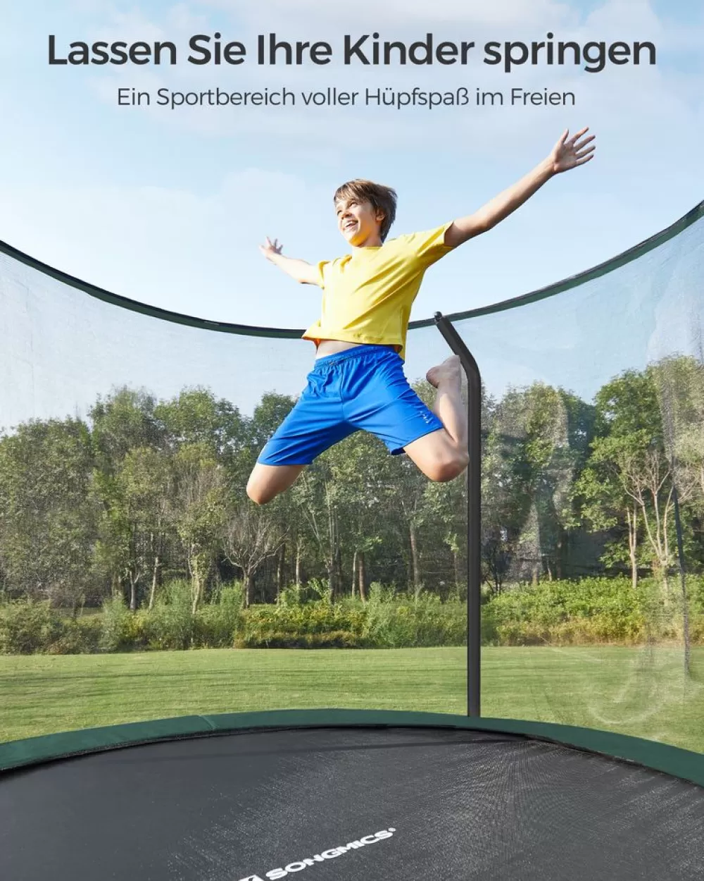 Fashion SONGMICS Trampolin 305 cm schwarz-dunkelgrün