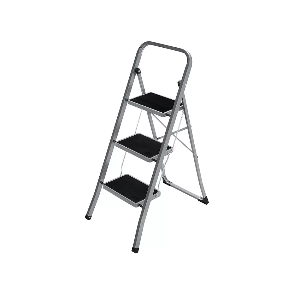 Clearance SONGMICS Trittleiter mit 3 Stufen Grau-Schwarz