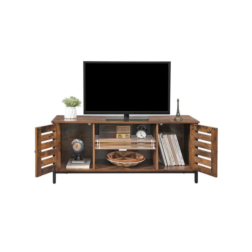 Clearance SONGMICS TV-Lowboard mit 2 Schränken und 2 Regalebenen vintagebraun-schwarz