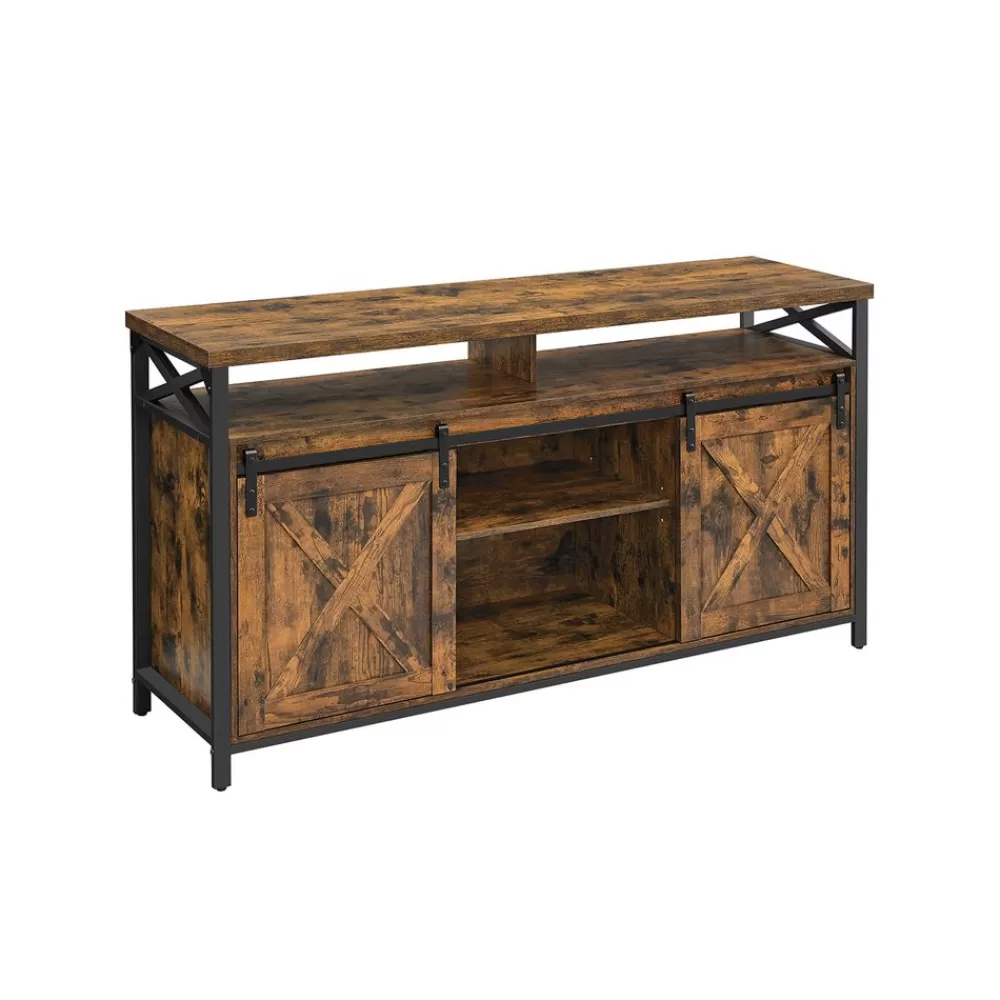 Store SONGMICS TV-Schrank Landhausstil Vintagebraun-Schwarz