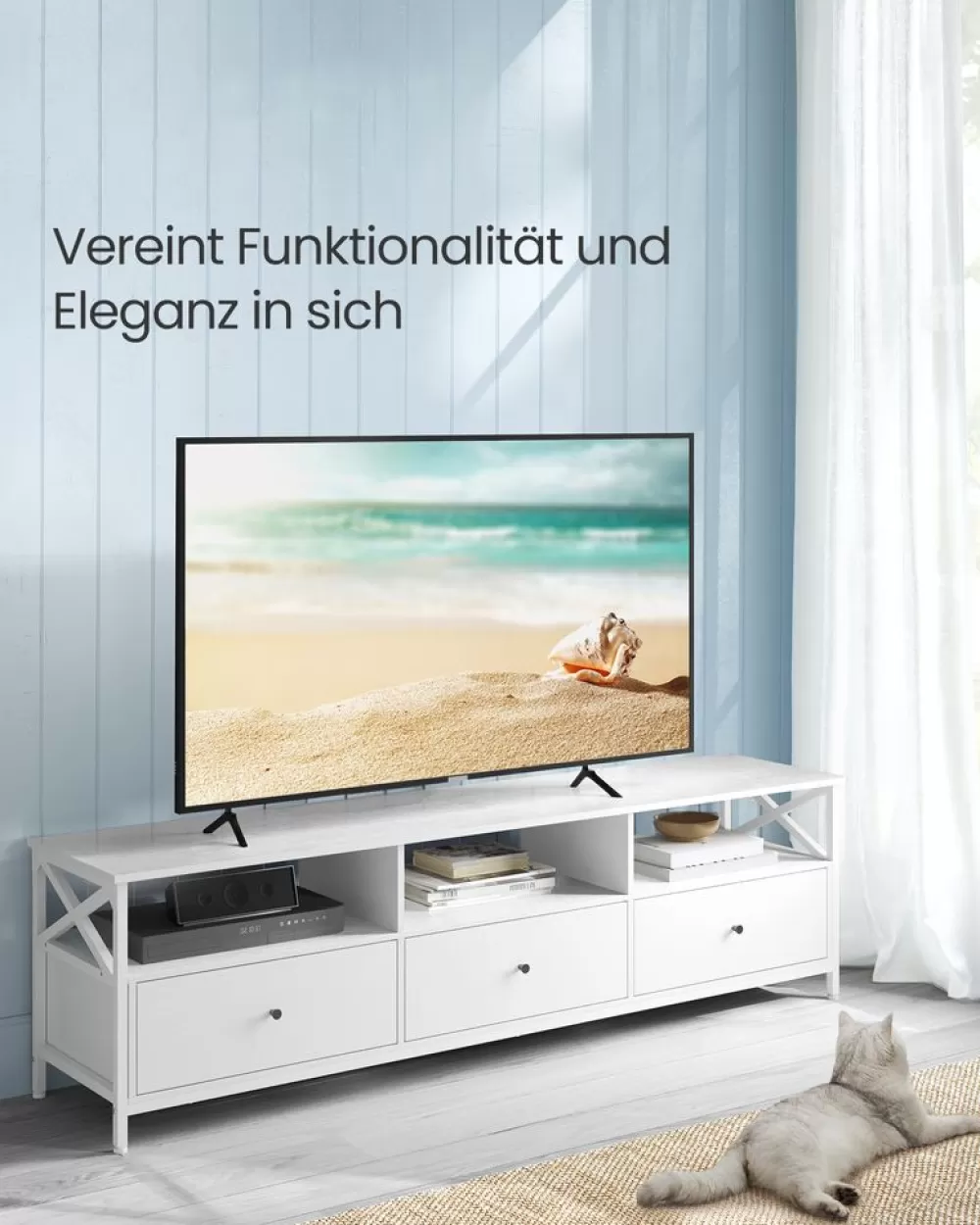 Sale SONGMICS TV-Schrank mit 3 Schubladen vintagebraun-schwarz