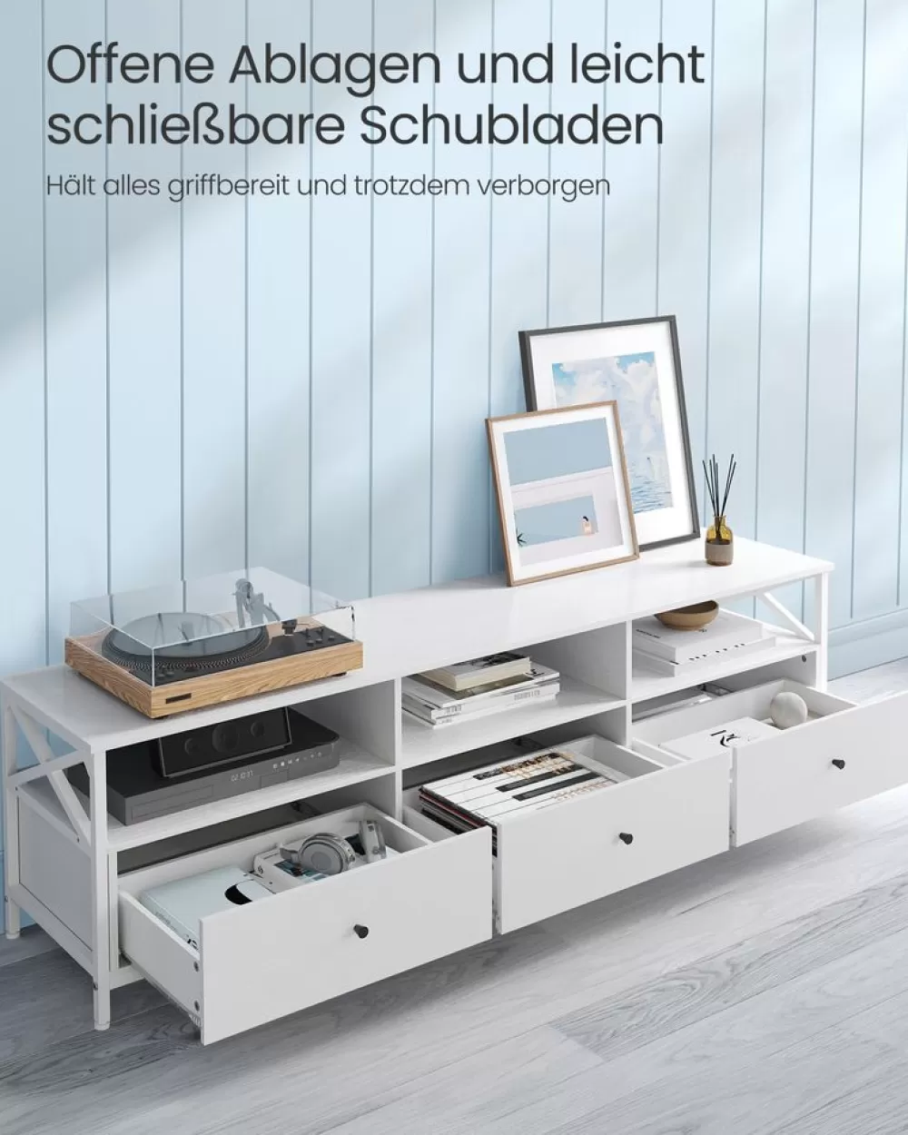 Sale SONGMICS TV-Schrank mit 3 Schubladen vintagebraun-schwarz