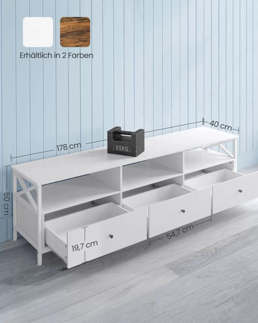 Sale SONGMICS TV-Schrank mit 3 Schubladen vintagebraun-schwarz