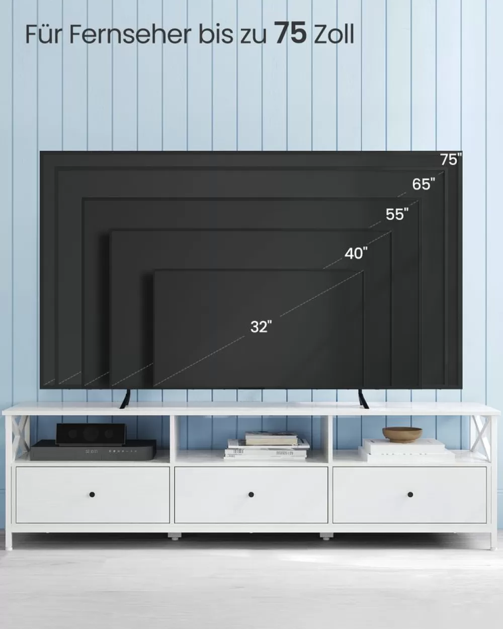 Sale SONGMICS TV-Schrank mit 3 Schubladen vintagebraun-schwarz