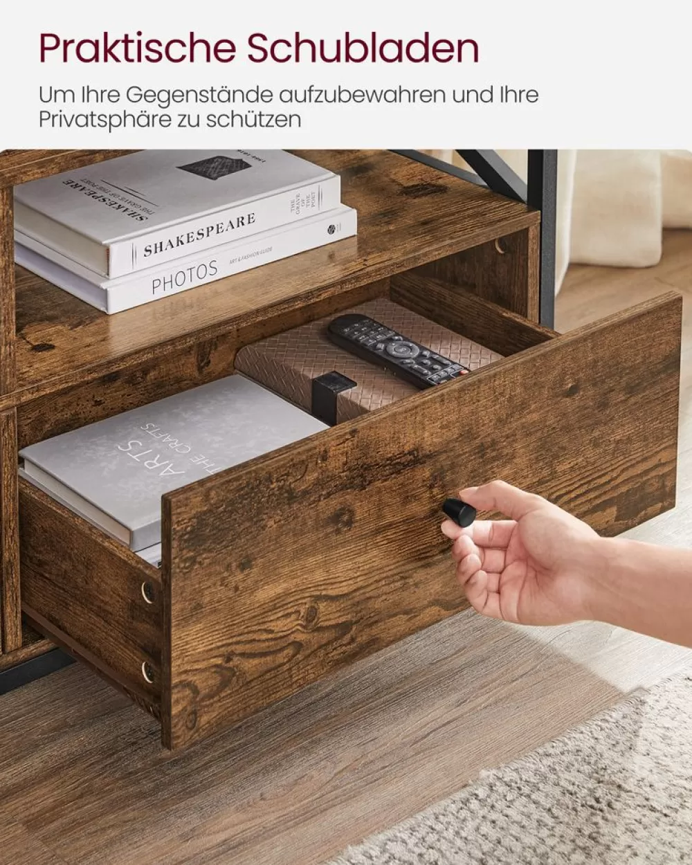Sale SONGMICS TV-Schrank mit 3 Schubladen vintagebraun-schwarz