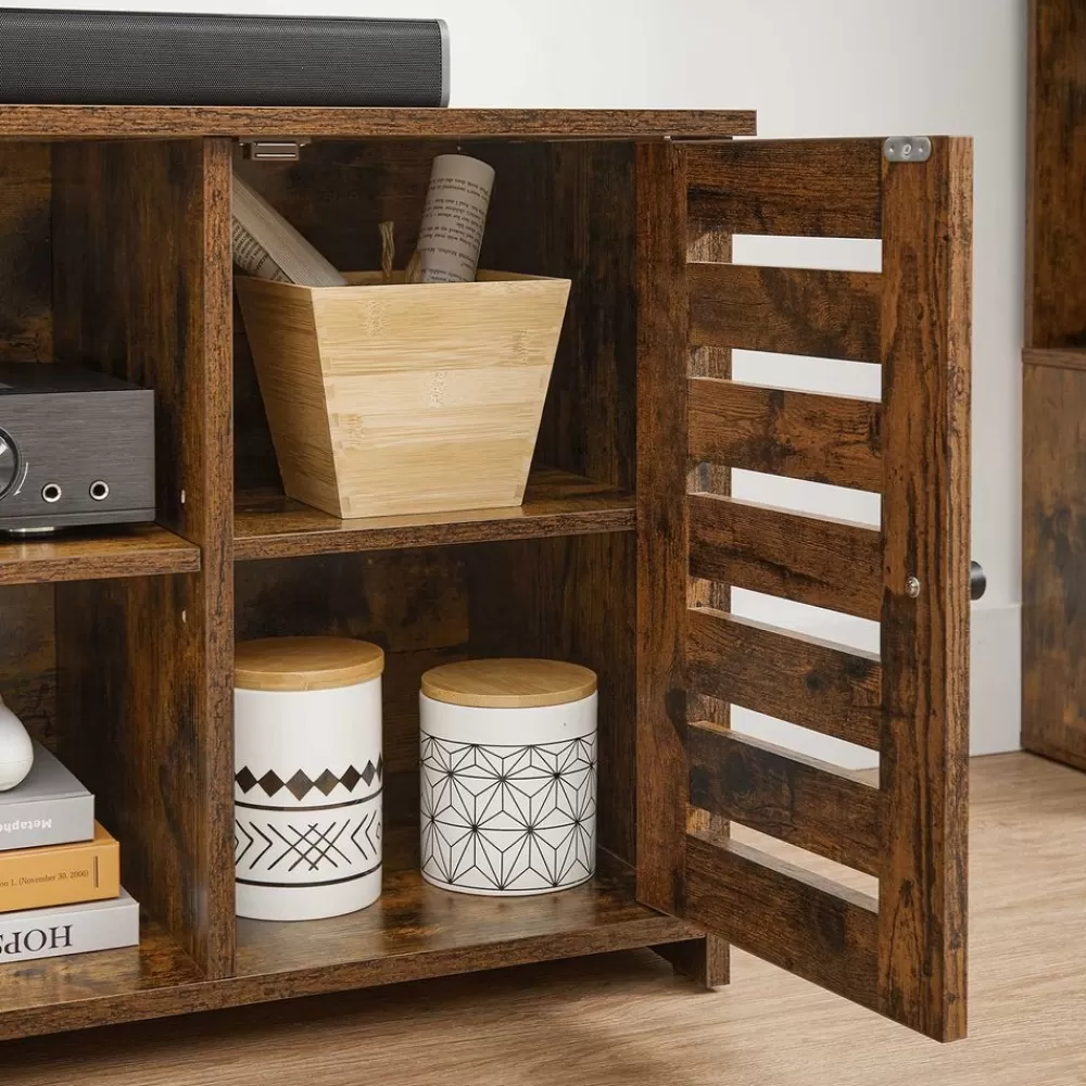 Cheap SONGMICS TV-Schrank mit Lamellentüren Vintagebraun