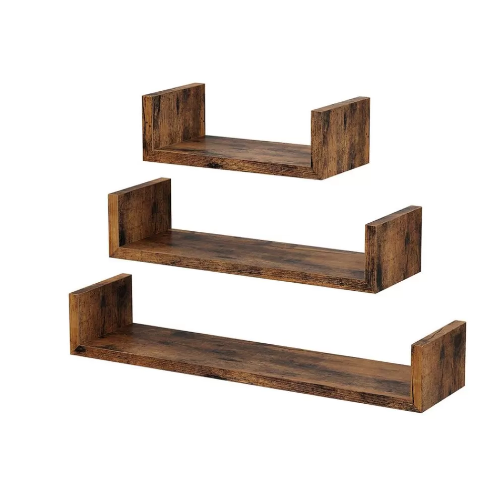 Shop SONGMICS 3 U-förmige Wandregale Holzoptik