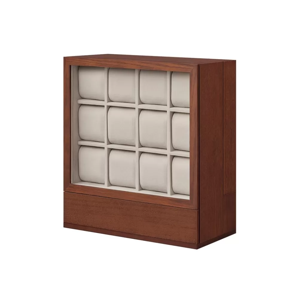 Hot SONGMICS Uhrenbox 12 Fächer mit Fenster Geschenkidee kaffeebraun