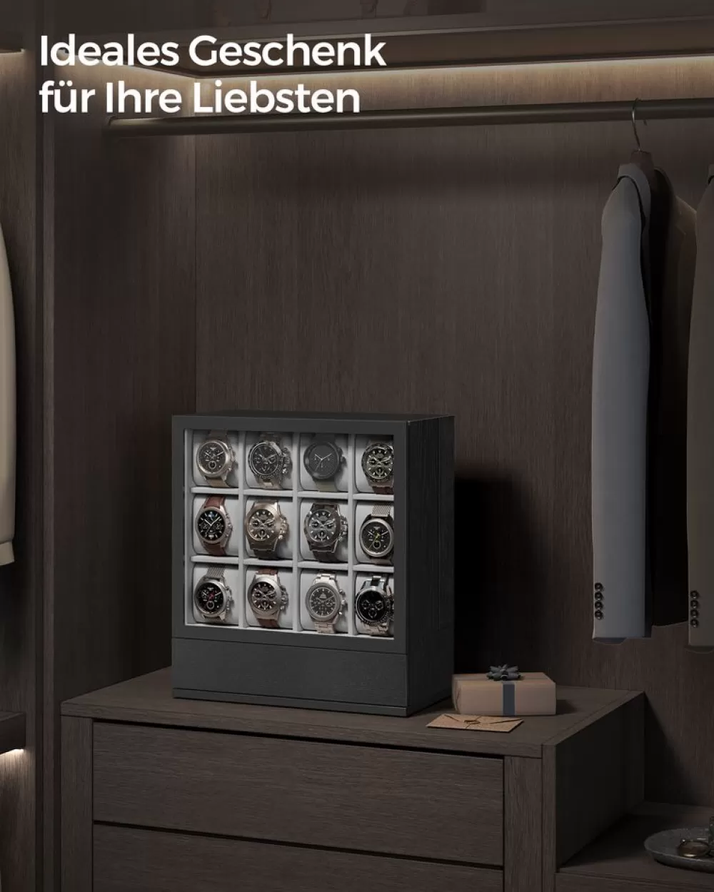 uhrenbox__fcher_mit_fenster_geschenkidee_kaffeebraun_10.webp Hot SONGMICS Uhrenbox 12 Fächer mit Fenster Geschenkidee kaffeebraun