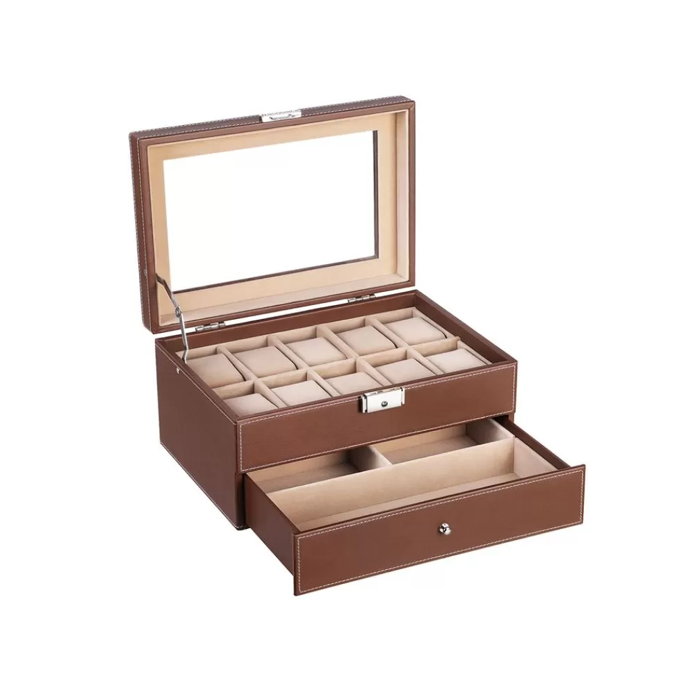 Cheap SONGMICS Uhrenbox für 10 Uhren mit Schmuckfach