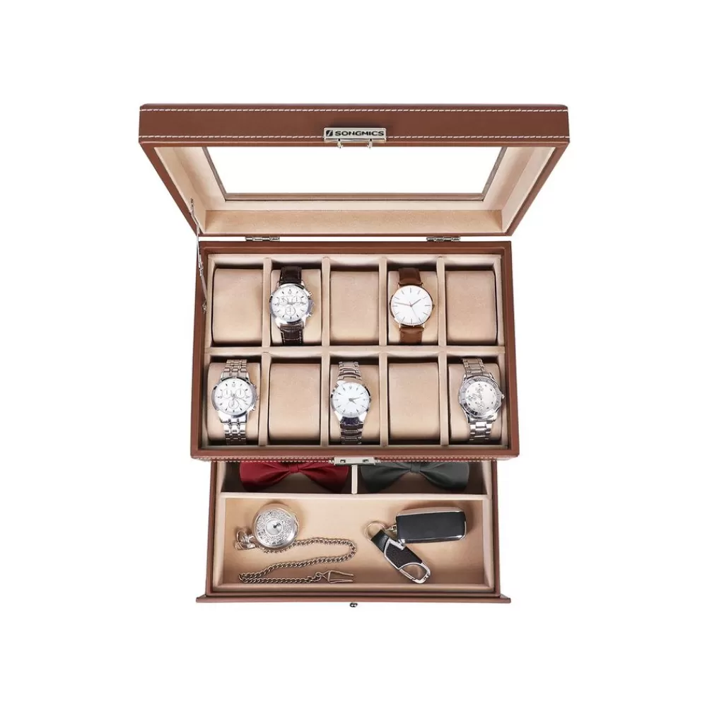 Cheap SONGMICS Uhrenbox für 10 Uhren mit Schmuckfach
