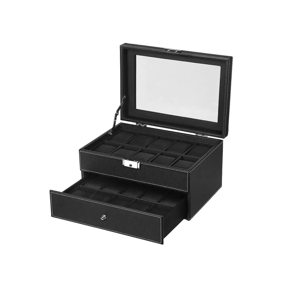 Cheap SONGMICS Uhrenbox für 20 Uhren mit Schublade