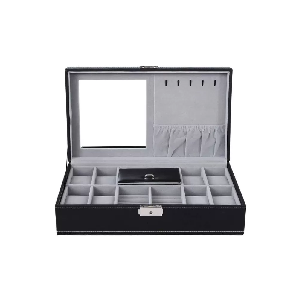 New SONGMICS Uhrenbox für 8 Uhren mit Spiegel