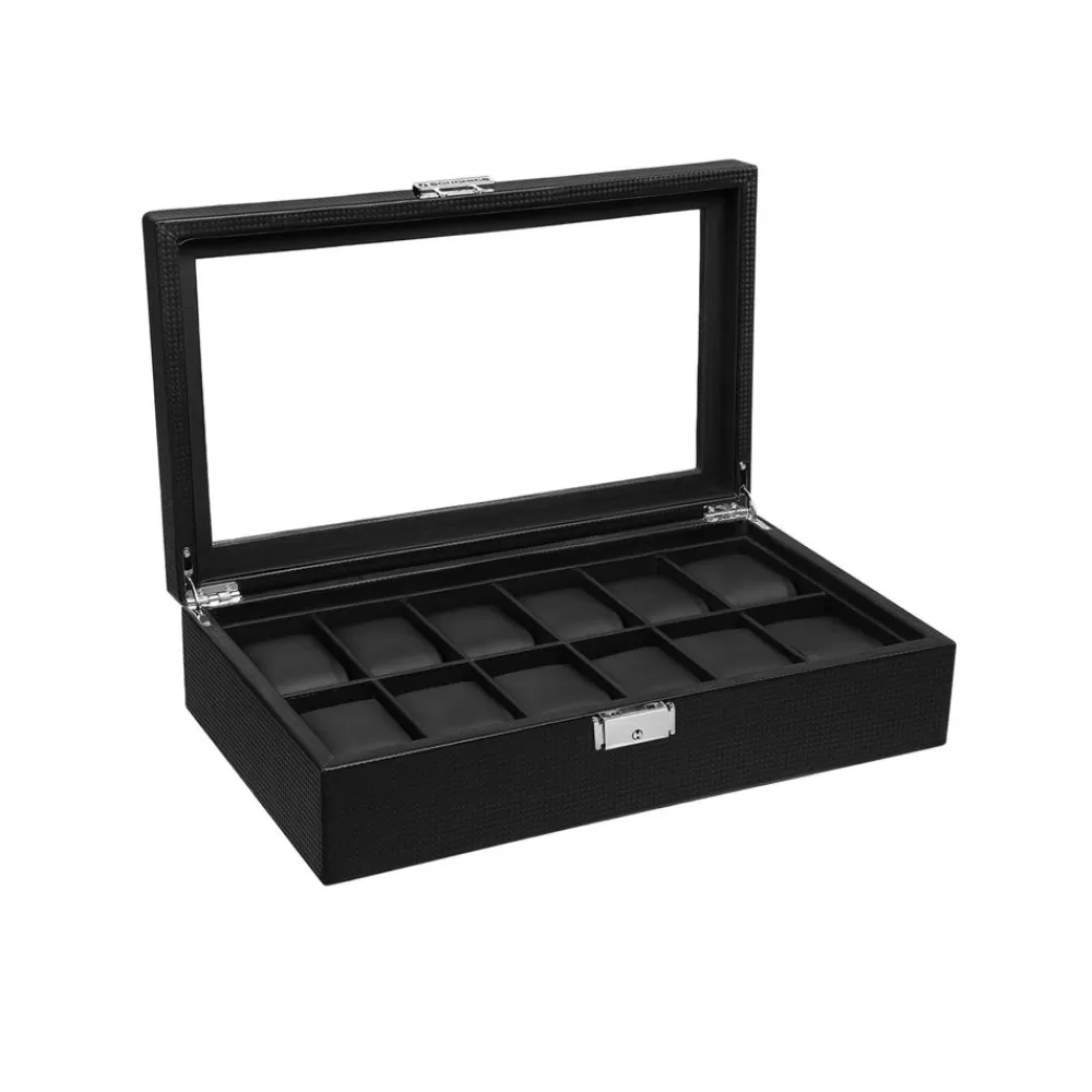 Best Sale SONGMICS Uhrenbox für 12 Uhren Schwarz
