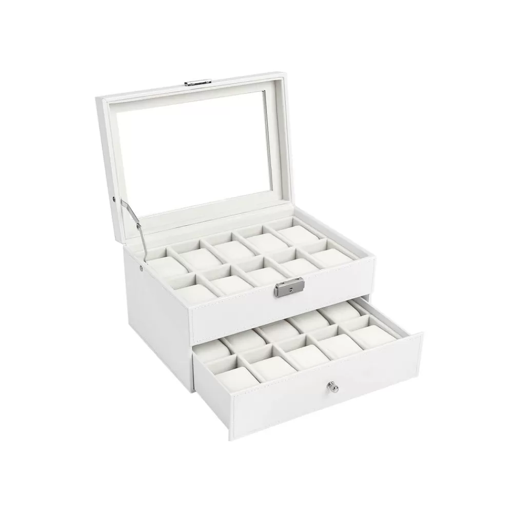 Store SONGMICS Uhrenbox für 20 Uhren Weiß